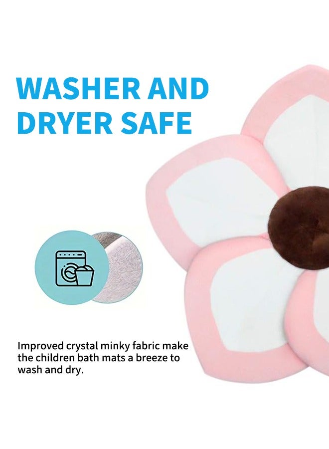 Comfortable Plush Baby Bath Seat, Flower Shaped Baby Bathtub Seat,  Quick-Drying Newborn Sink Bath Mat for Baby