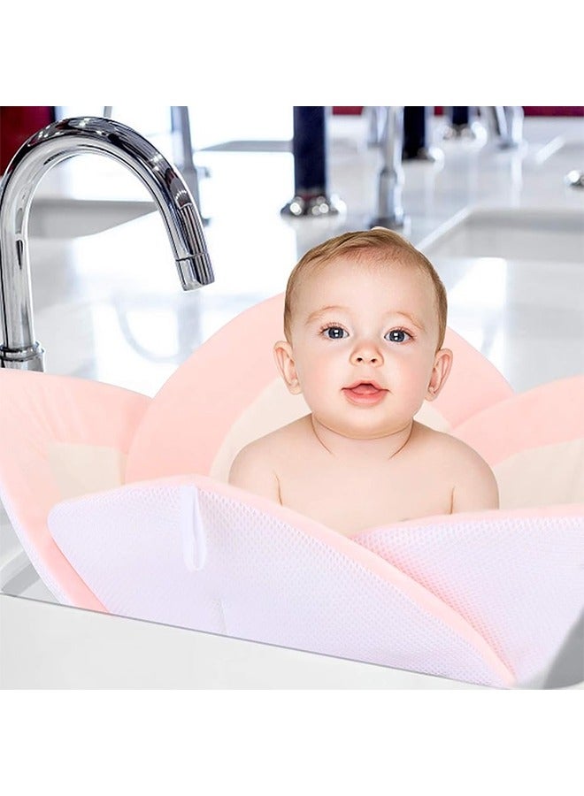 Comfortable Plush Baby Bath Seat, Flower Shaped Baby Bathtub Seat,  Quick-Drying Newborn Sink Bath Mat for Baby