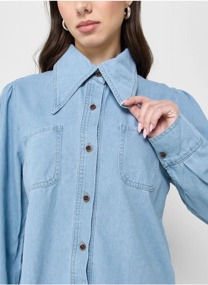 Ginger Relaxed Fit Button Down Chambray Shirt