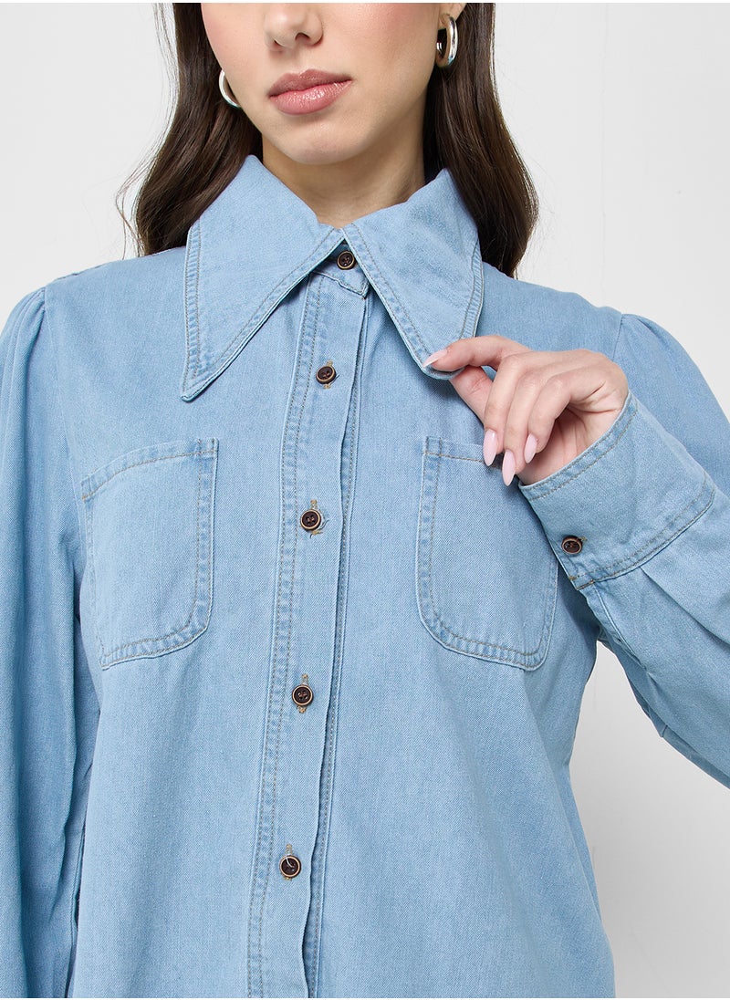 Ginger - Relaxed Fit Button Down Chambray Shirt - Image 1