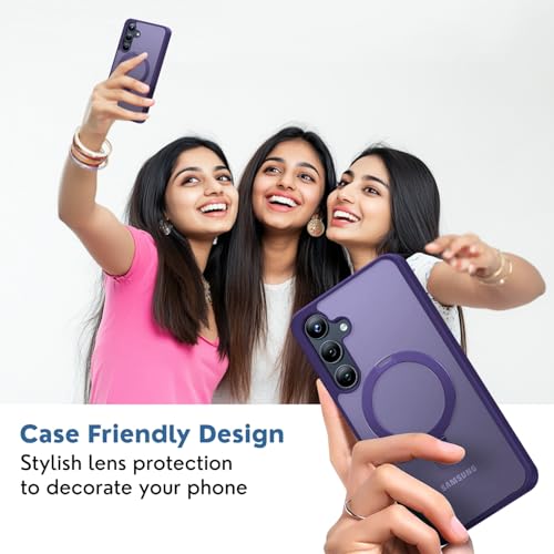 AIBEX Back Cover Compatible for Samsung S24 with OStand Ring Kickstand| Mag-Saf Compatible Magnetic Metal Alloy Ring| Wireless Charging | Slim Armor | Shockproof Protective Case - Purple - Image 5