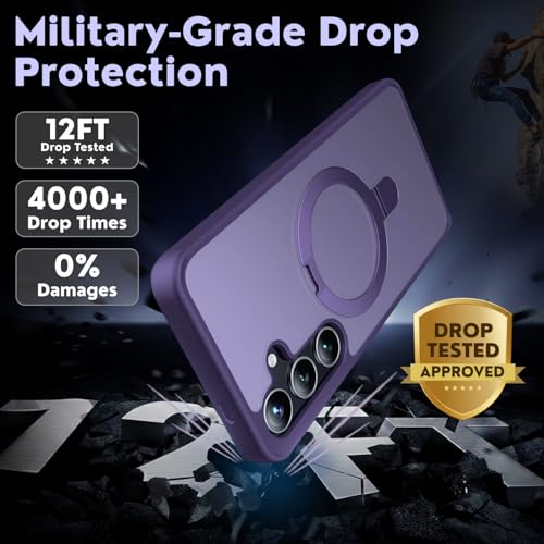 AIBEX Back Cover Compatible for Samsung S24 with OStand Ring Kickstand| Mag-Saf Compatible Magnetic Metal Alloy Ring| Wireless Charging | Slim Armor | Shockproof Protective Case - Purple - Image 2