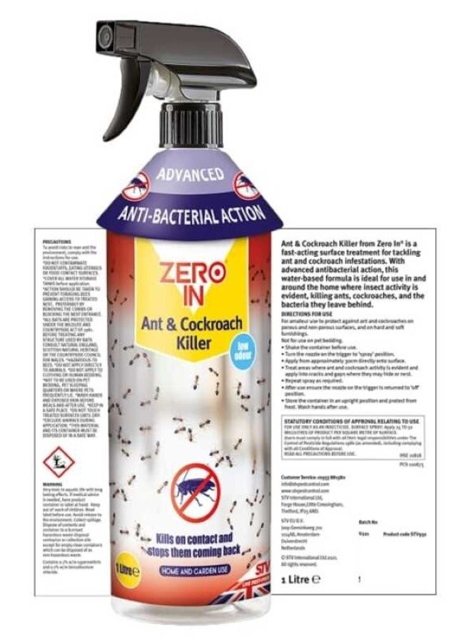 STV Zero In Ant & Cockroach Killer Spray 1 Litre - Image 2