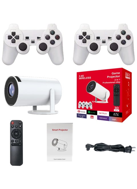 4K Projector WiFi Bluetooth Mini Projector Android 11.0 Short Range Projector 1080P 270° Adjustable Automatic Correction With Gamepad