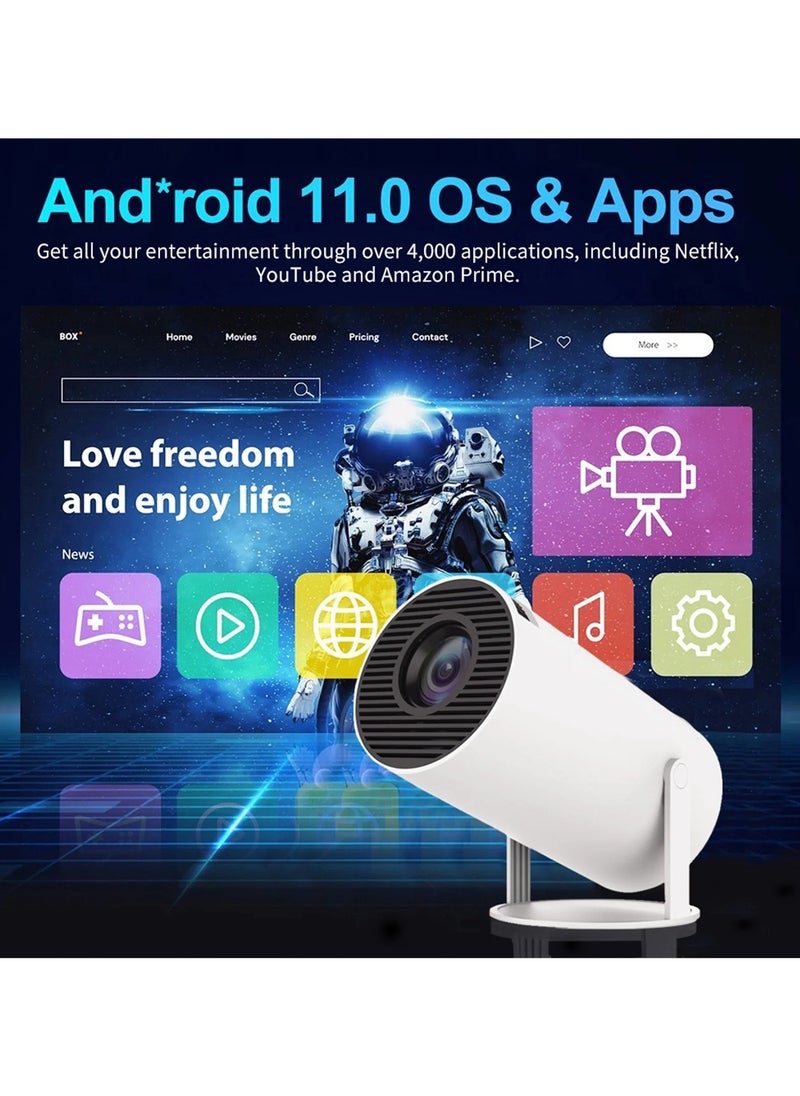4K Projector WiFi Bluetooth Mini Projector Android 11.0 Short Range Projector 1080P 270° Adjustable Automatic Correction With Gamepad