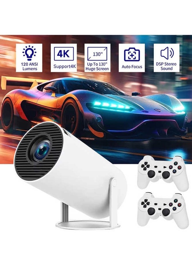 4K Projector WiFi Bluetooth Mini Projector Android 11.0 Short Range Projector 1080P 270° Adjustable Automatic Correction With Gamepad