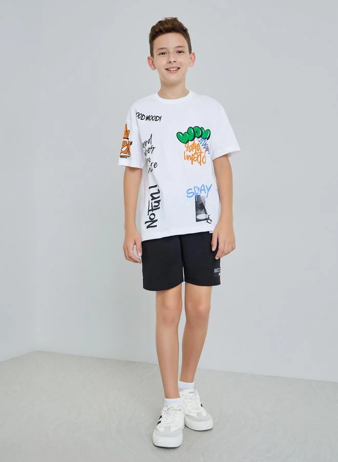 Styli Teen Boys Graffiti Print Oversized Cotton T-Shirt