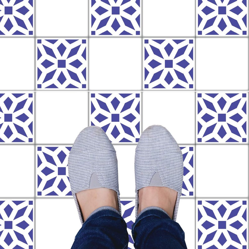 I Like That Lamp Pack of 4 Tile Stencil Set (4 x 4 inches), Moroccan Pattern, Reusable Stencils for Painting Floors/Walls/Furniture, Fits 4â€ x 4â€ Tiles, DIY Mandala Mosaic Home Decor, Made in USA - Image 4