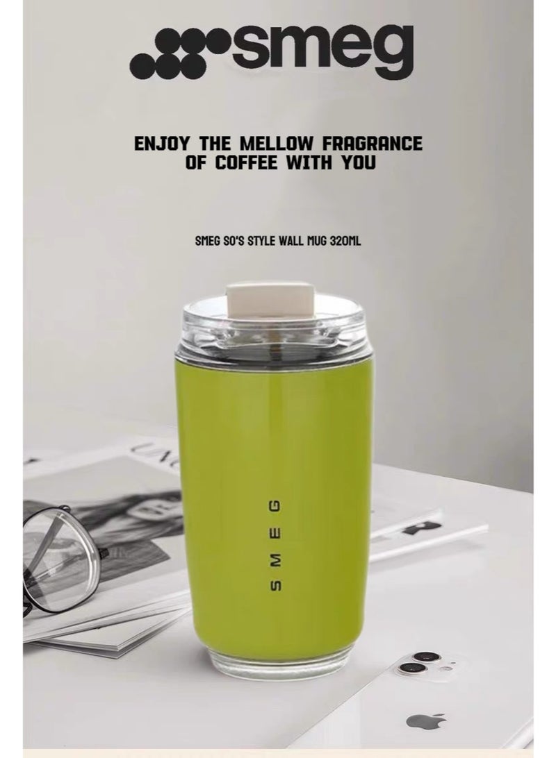 SMEG Retro Milk Green 320ml Double-Walled Vacuum Stainless Steel Insulated Mug 360° Leak-Proof Car Travel Portable Coffee Cup One-Click Direct Drinking Hot and Cold Dual-Use Four Options Available - Image 3