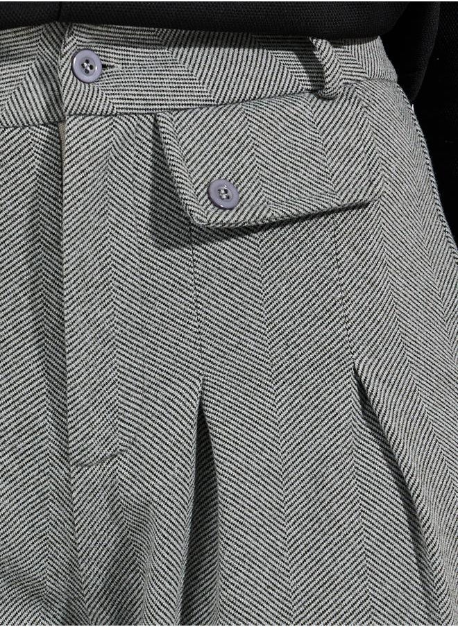Styli - High Rise Wide Leg Pleat Detail Casual Pants - Image 1