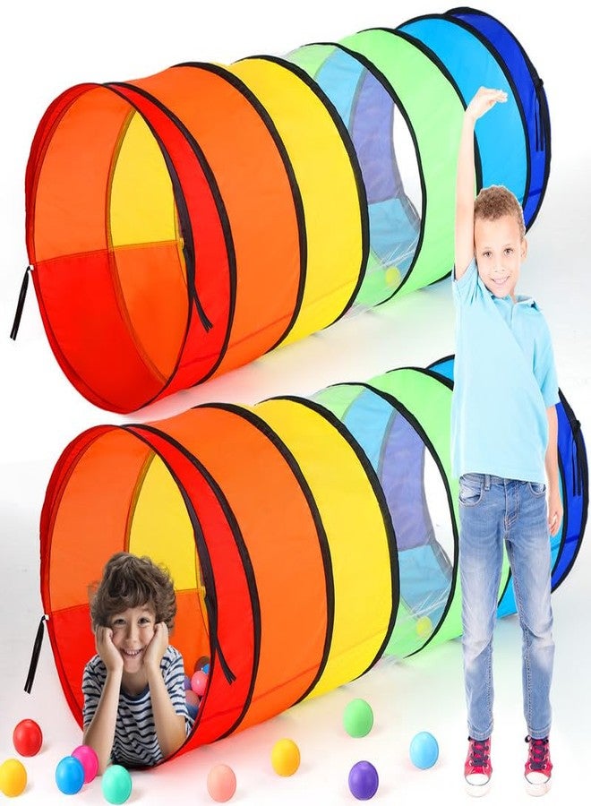 PullCrease 2 Pcs Giant 27.6 Inch Play Tunnel for Kids and Large Dogs Colorful Pop Up Crawl Tunnel Toy for Toddlers with Breathable Mesh Collapsible Game Tent Toy for Girl Boy Gift Indoor Outdoor - Image 1