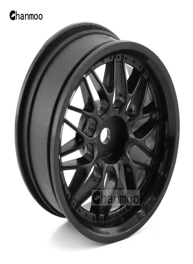 Chanmoo 1/10 RC On Road Wheels Hubs 12mm Hex Hard Plastic Drift Rims for 1:10 Scale Rally Racing Car Tires Tamiya TT01 TT02 XV01 A959 PTG2 144001 HPI KYOSHO HSP PTG2 Touring Street Tyres 4PCS (Black) - Image 4
