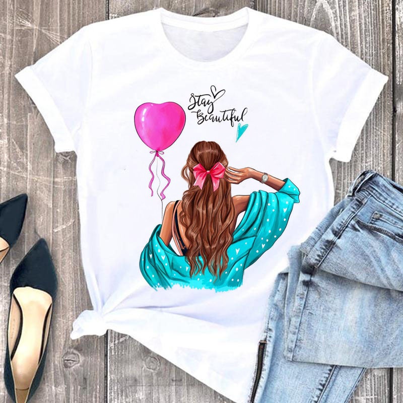 Cross-border European and American popular printed short-sleeved T-shirt for women - Image 5