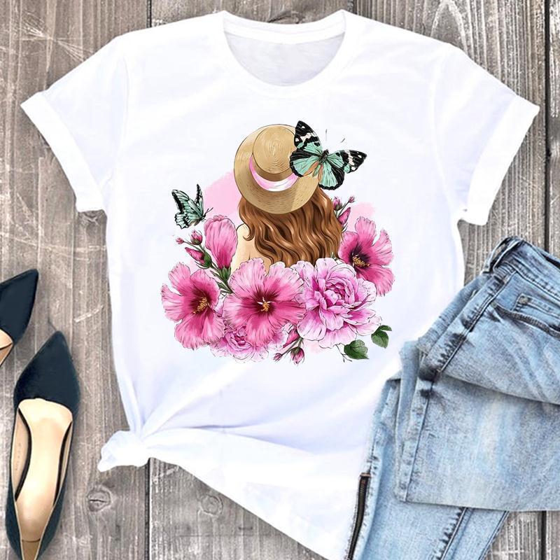 Cross-border European and American popular printed short-sleeved T-shirt for women - Image 4