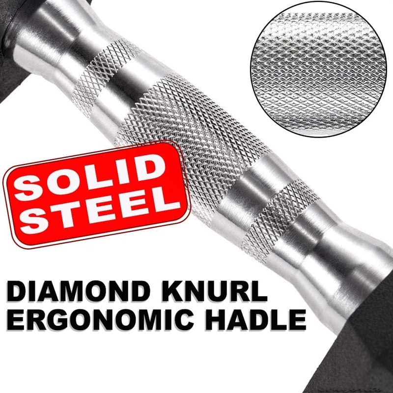 DEXO Hex Dumbbells Set 5KG (2 x 2.5KG) | Rubber Coated Cast Iron | Anti-Roll Design | Home & Gym Strength Training Weights - Image 5