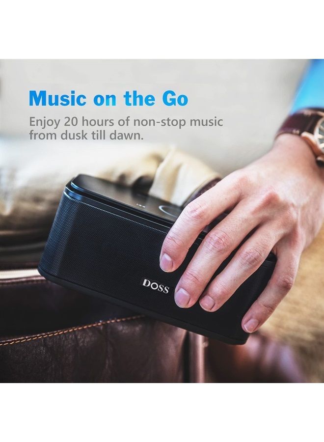 Doss Bluetooth Speaker, SoundBox Touch Portable Wireless Speaker with 12W HD Sound and Bass, IPX5 Water-Resistant, 20H Playtime, Touch Control, Handsfree, Speaker for Home, Outdoor, Travel-Black - Image 1