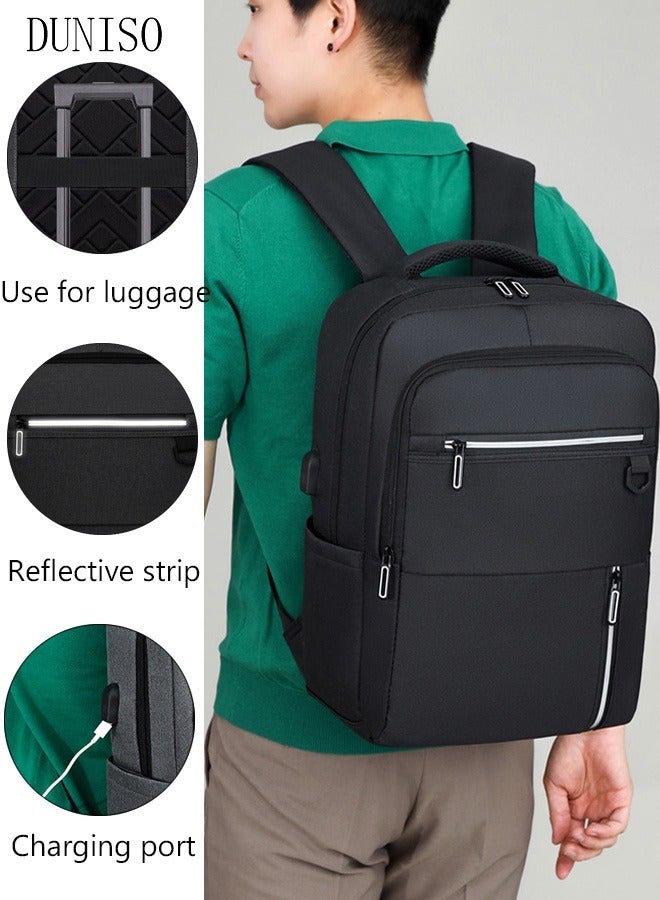 DUNISO Travel Laptop Backpack Business Anti Theft Slim Durable Computer Backpack with USB Charging Port Water Resistant College School Laptop Bag Gifts for Men & Women Fits 15.6 Inch Notebook Black - Image 1