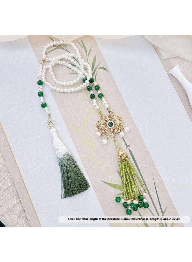 Ancient Style Hanfu Super Long Tassel Soft Lotus Daily Retro All-match Ming Necklace Collar Lotus Lotus Lotus Accessories 