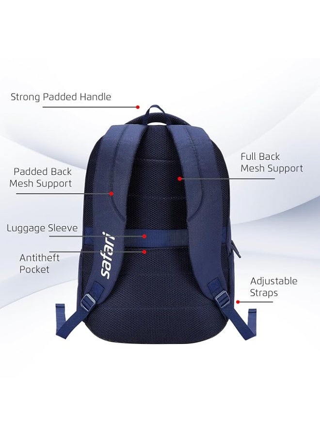 Safari Saga 37L Laptop Backpack, 3 Compartments, Organizer, Bottle Holder, Front Pocket, Office Bag, School Bag for Boys and Girls, College Bag, Travel Bag for Men and Women - Image 2