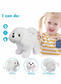 KASTWAVE Plush Interactive Toy, Electronic Pet, Plush Golden Retriever Toy Puppy Electronic Interactive Pet Dog, Can Walking, Barking, Tail Wagging, Stretching, Companion Animal for Kids (Bichon)  - Image 2