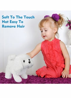 KASTWAVE Plush Interactive Toy, Electronic Pet, Plush Golden Retriever Toy Puppy Electronic Interactive Pet Dog, Can Walking, Barking, Tail Wagging, Stretching, Companion Animal for Kids (Bichon)  - Image 4