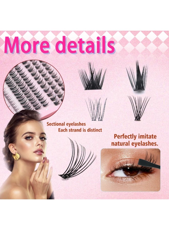 lashvana 264pcs 4 Styles DIY Lash Extension Kit Eyelash Clusters with Lash Glue Tweezer and Remover Natural C Curl Personal Eyelash Set Easy to Apply at Home 9 11 13mm - Image 4