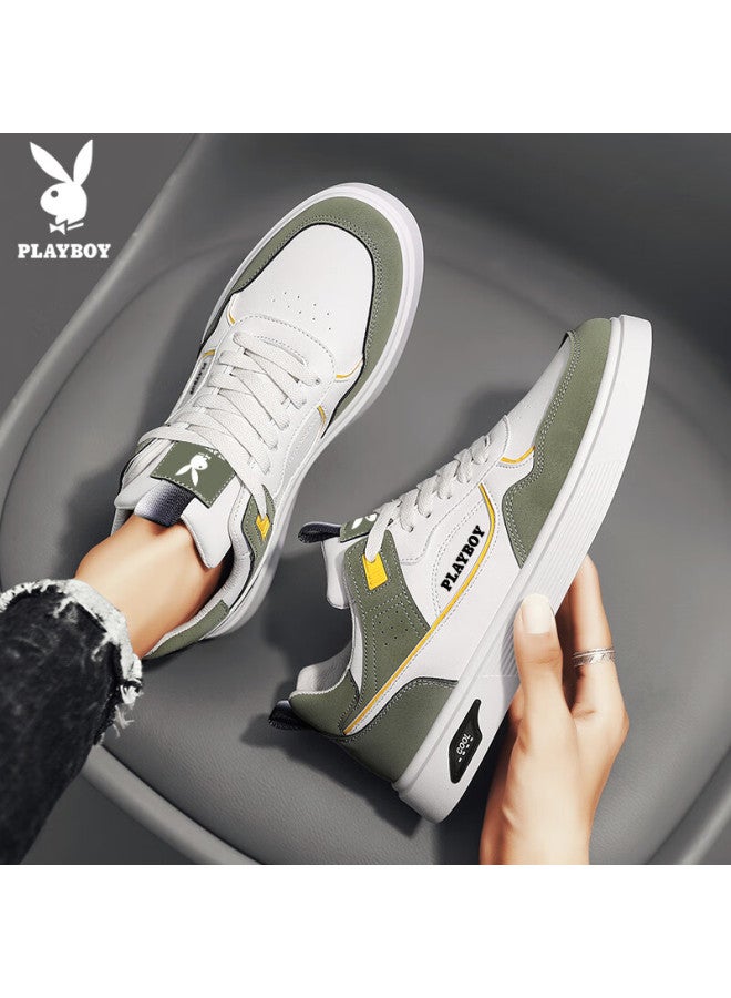 Playboy Men's Shoes Autumn Winter Casual Low-top Sneakers Fashionable Beige Green Size 42 - Image 2