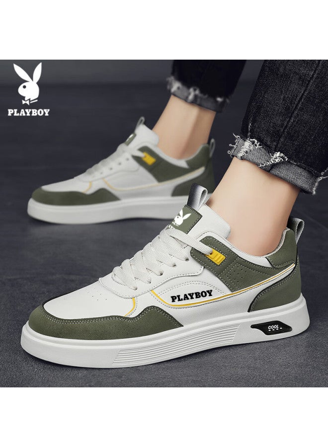 Playboy Men's Shoes Autumn Winter Casual Low-top Sneakers Fashionable Beige Green Size 42 - Image 5