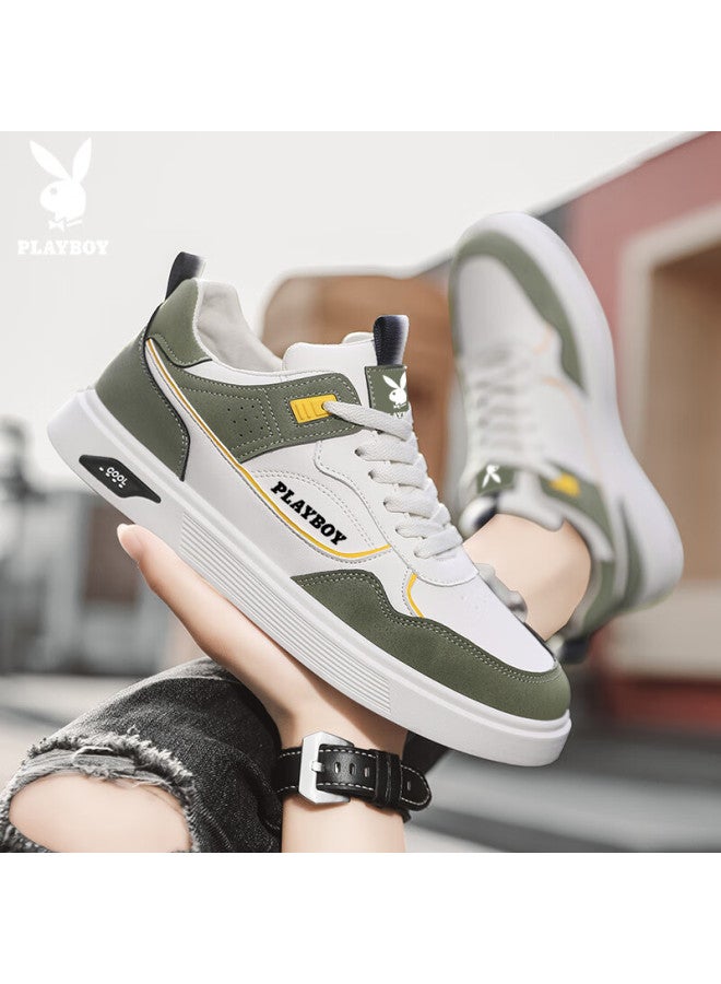 Playboy Men's Shoes Autumn Winter Casual Low-top Sneakers Fashionable Beige Green Size 42 - Image 3