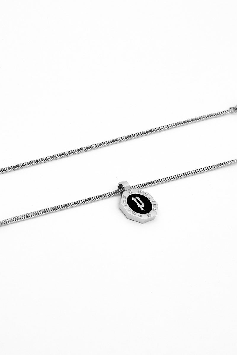 POLICE Men Brand Logo Metal Chained Necklace, Silver  - Image 4