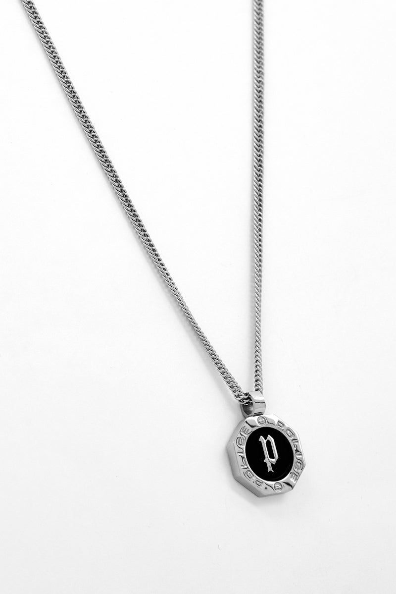 POLICE Men Brand Logo Metal Chained Necklace, Silver  - Image 1
