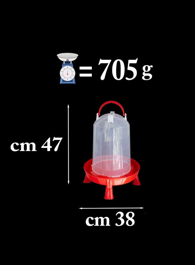 كنز الأضواء سقاية طيور ودواجن 14 لتر أوتوماتيكية مع أرجل - بلاستيك مقوى للدجاج والحمام - Image 4
