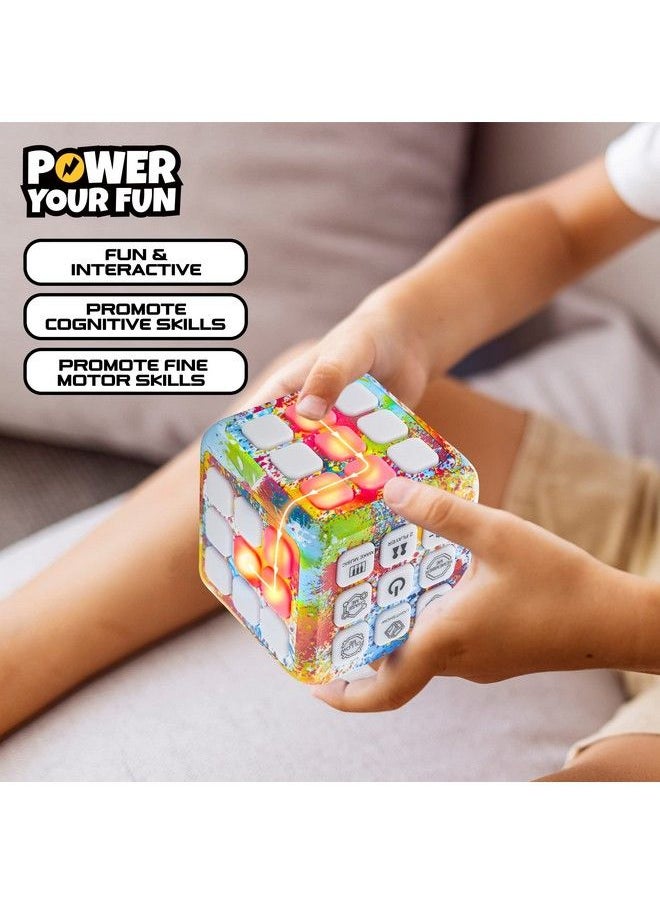 Power Your Fun - Cubik Led Flashing Cube Memory Game Electronic Handheld Game 5 Brain Memory Games For Kids Stem Sensory Toys Brain Game Puzzle Fidget Light Up Cube Stress Relief Fidget Toy (Tie Dye) - Image 1