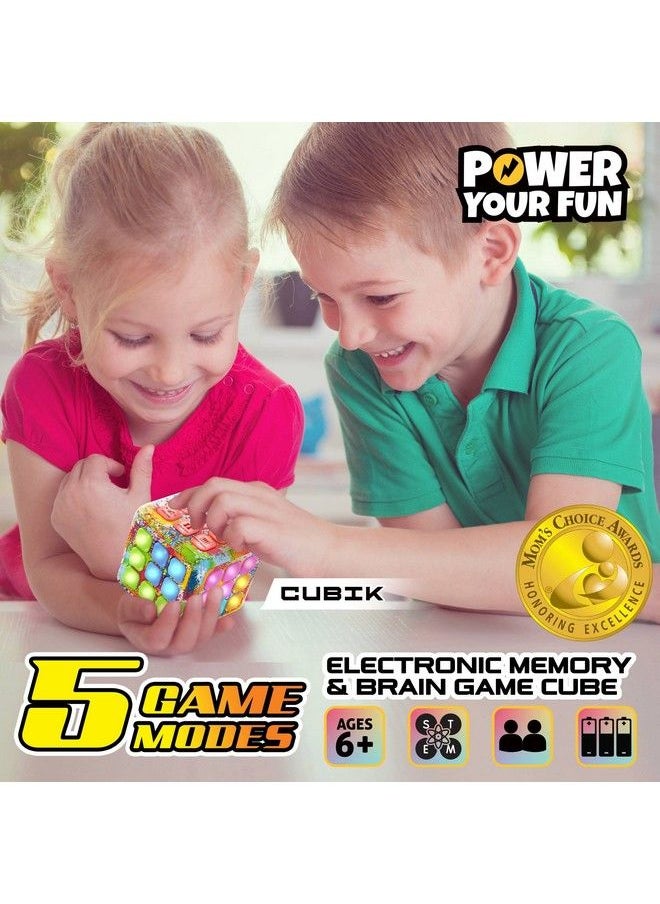 Power Your Fun - Cubik Led Flashing Cube Memory Game Electronic Handheld Game 5 Brain Memory Games For Kids Stem Sensory Toys Brain Game Puzzle Fidget Light Up Cube Stress Relief Fidget Toy (Tie Dye) - Image 1