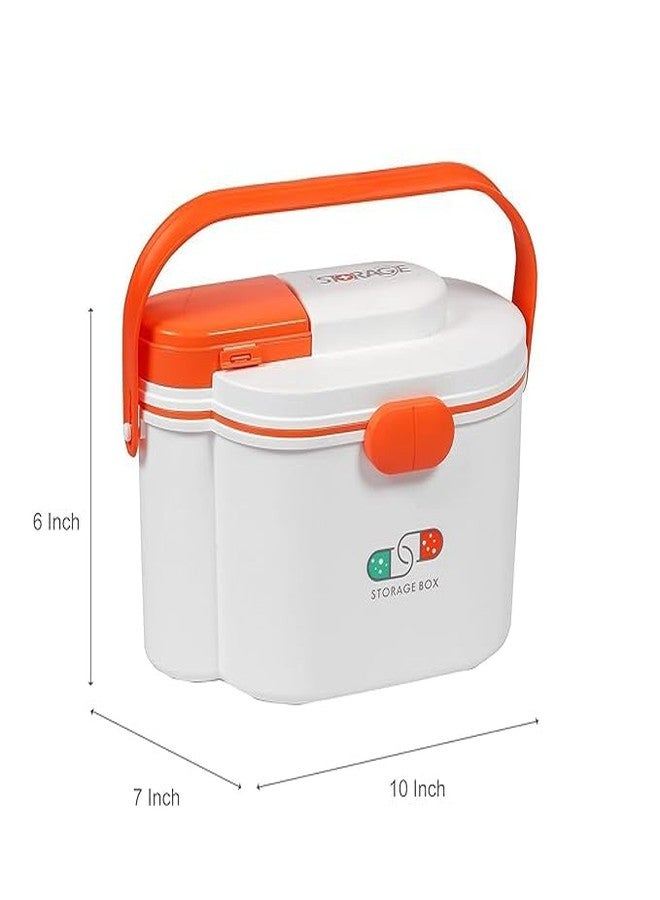 Shrux حقيبة تخزين متعددة الطبقات من البلاستيك من شروكس لمستلزمات الإسعافات الأولية والطوارئ | صندوق طبي بلاستيكي متين بمقبض حمل | صندوق تخزين أقراص الأدوية الطارئة والضمادات للاستخدام أثناء السفر والتخييم - Image 4