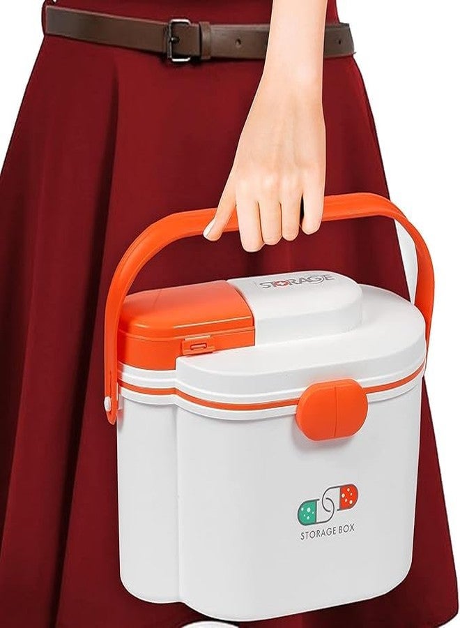 Shrux حقيبة تخزين متعددة الطبقات من البلاستيك من شروكس لمستلزمات الإسعافات الأولية والطوارئ | صندوق طبي بلاستيكي متين بمقبض حمل | صندوق تخزين أقراص الأدوية الطارئة والضمادات للاستخدام أثناء السفر والتخييم - Image 5