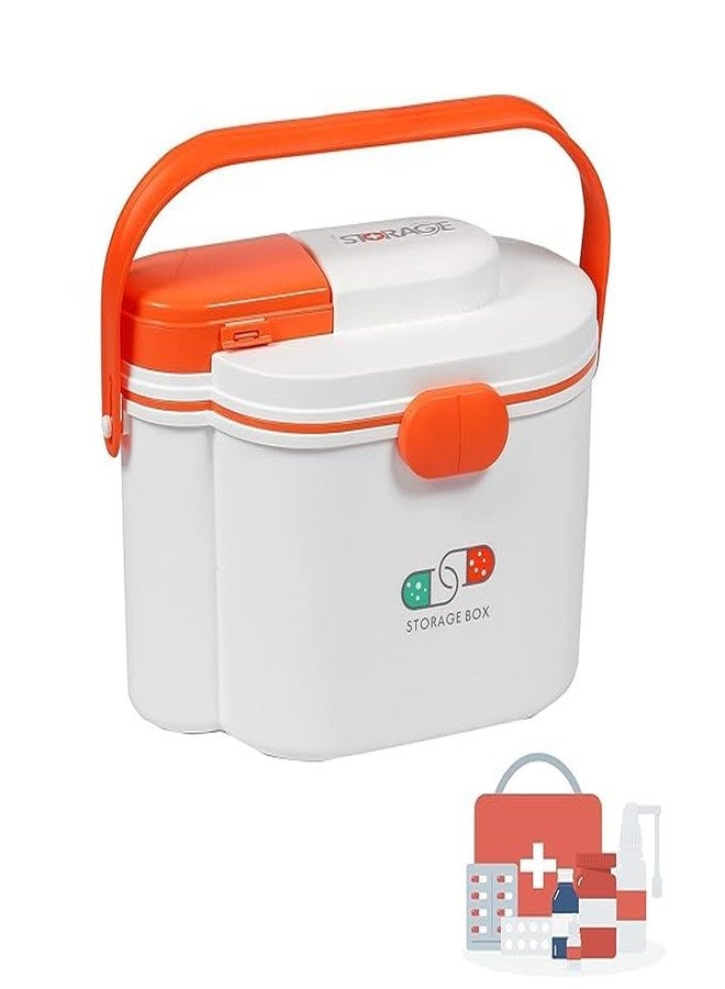 Shrux حقيبة تخزين متعددة الطبقات من البلاستيك من شروكس لمستلزمات الإسعافات الأولية والطوارئ | صندوق طبي بلاستيكي متين بمقبض حمل | صندوق تخزين أقراص الأدوية الطارئة والضمادات للاستخدام أثناء السفر والتخييم - Image 2