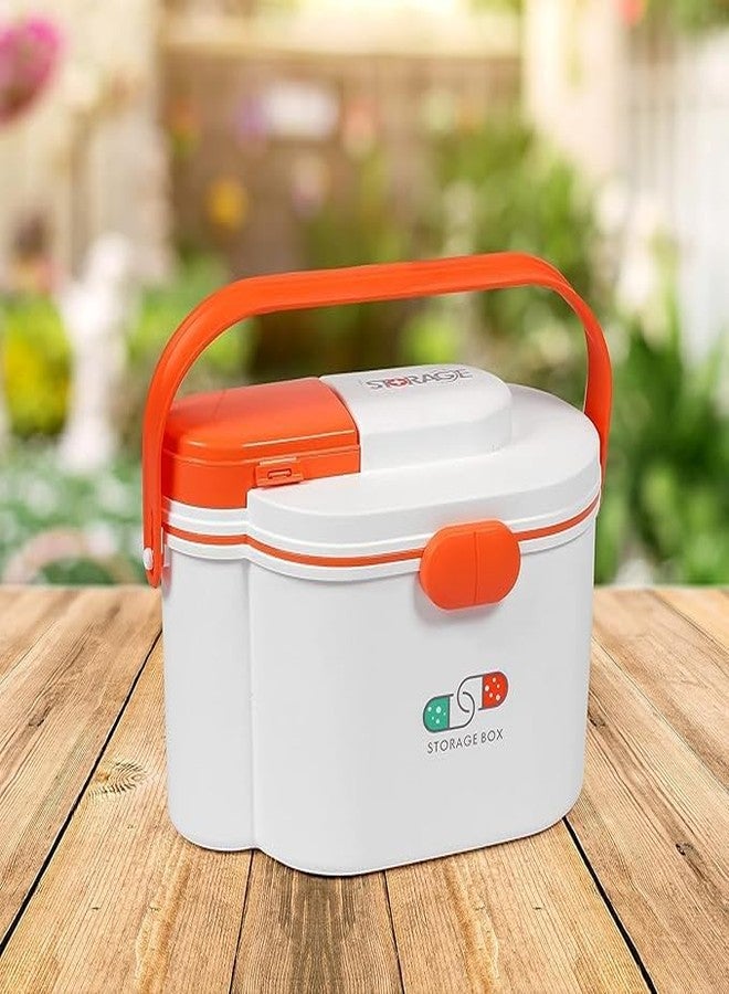 Shrux حقيبة تخزين متعددة الطبقات من البلاستيك من شروكس لمستلزمات الإسعافات الأولية والطوارئ | صندوق طبي بلاستيكي متين بمقبض حمل | صندوق تخزين أقراص الأدوية الطارئة والضمادات للاستخدام أثناء السفر والتخييم - Image 1