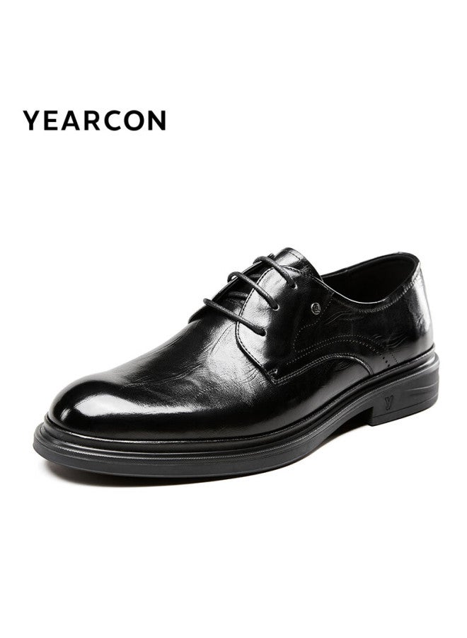 YEARCON Yierkang Men's Fashion Leather Shoes British Style Business Formal Shoes Derby Shoes 59120w Black 42 - Image 3