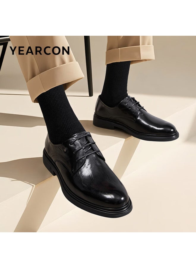 YEARCON Yierkang Men's Fashion Leather Shoes British Style Business Formal Shoes Derby Shoes 59120w Black 42 - Image 2