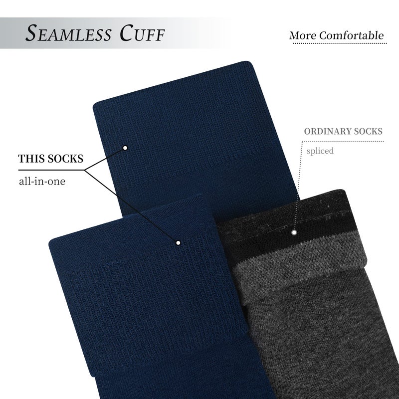 DarkCom Mens Dress Socks, Navy Socks for Men, Seamless Cuff, Plain Colors, Classic Cotton Polyester Socks, Reinforced, Cozy 6 Pack 10-12 - Image 4