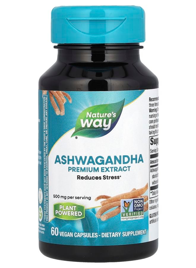 Nature's Ashwagandha Premium Extract 500 mg 60 Vegan Capsules 