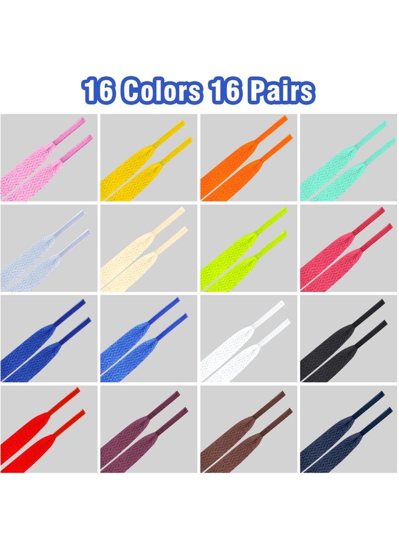16 Pairs Colored Shoelaces, 40 inches Multipack Flat Shoestrings, Shoe Laces for Sneakers, Skates, Casual Shoes, Canvas Shoes, Boots, Fashion Replacement Shoelaces - Image 2