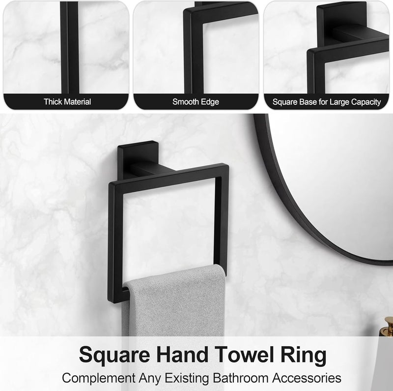 E-far مجموعة أدوات الحمام E-far من 5 قطع باللون الأسود غير اللامع - Image 4