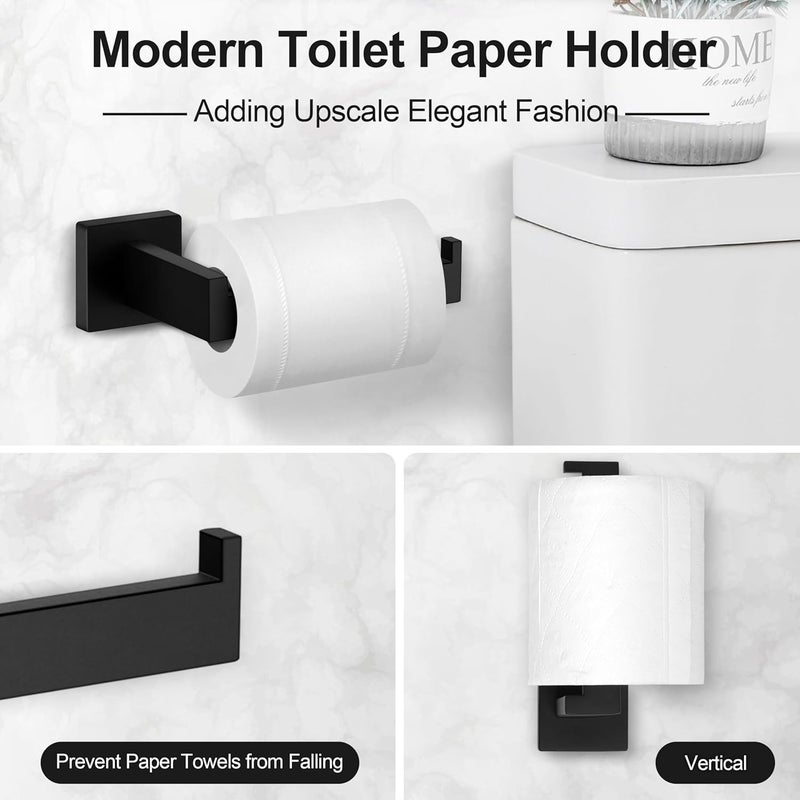 E-far مجموعة أدوات الحمام E-far من 5 قطع باللون الأسود غير اللامع - Image 5