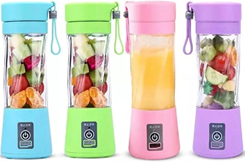 USB Juicer Bottle Blender, Portable Rechargeable Mixer Grinder juicer Electric Blender Bottle with six Blade for Making Juice, Shake, Smoothies (Random Color)