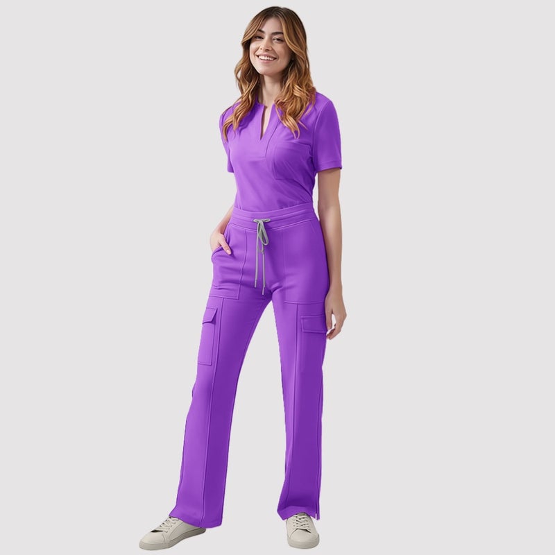 TEXSENDA HZMNOI Hospital Nurse Scrub Suit - V-Neck Casual Workwear for Summer in 82026 Light Green - Image 4