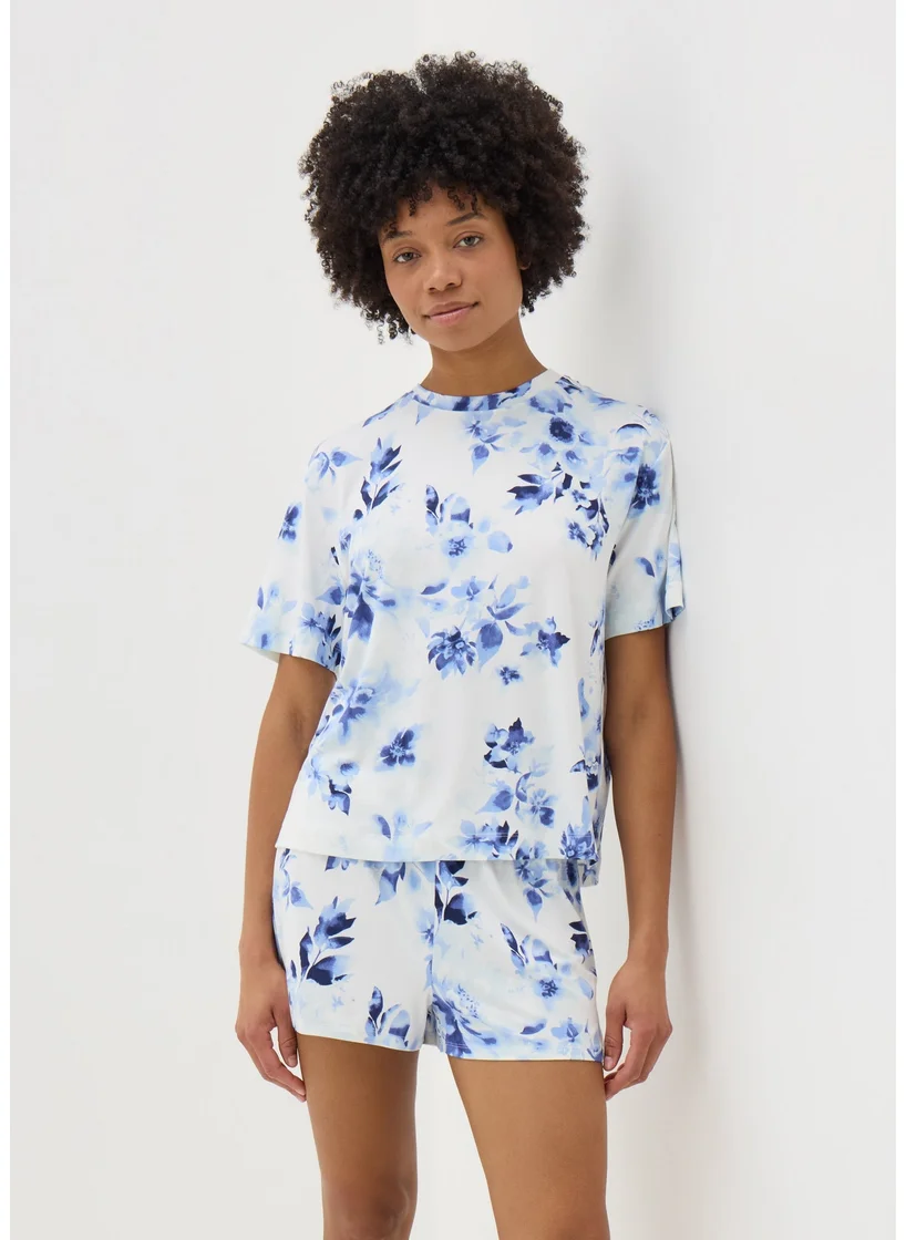 Matalan Blue Floral Shorts Pyjama Set