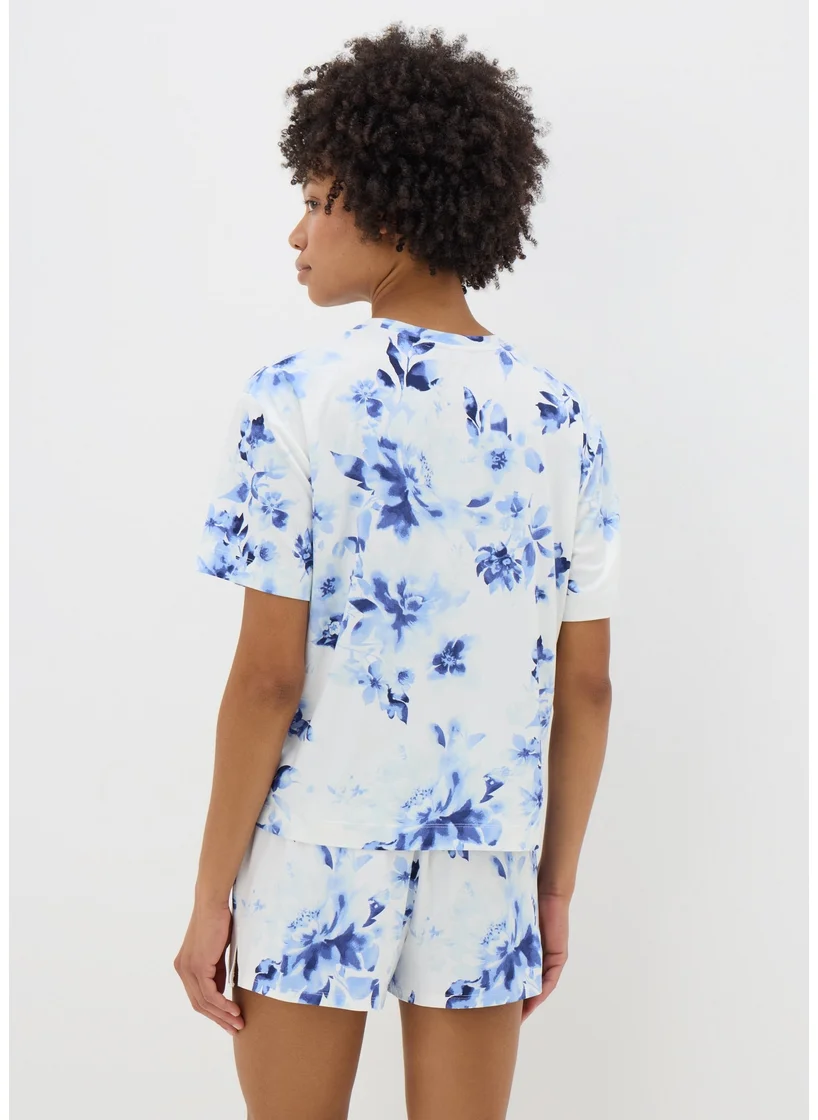 Matalan Blue Floral Shorts Pyjama Set