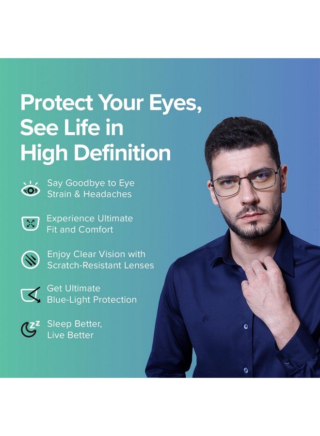 Intellilens Intellilens | Zero Power Blue Cut Computer Glasses | Anti Glare, Lightweight & Blocks Harmful Rays | UV Protection Specs | For Men & Women | Matte Black | Square | Medium  - Image 5